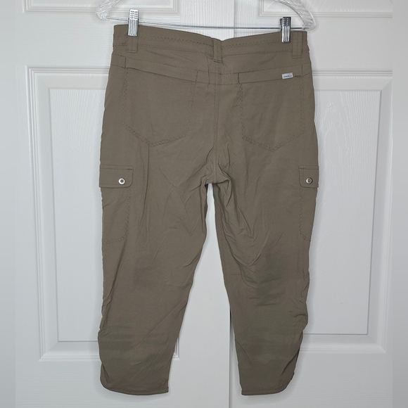 Eddie Bauer Women's Khaki Sprig Horizon Ruched Capris Travex Size 6 - Picture 2 of 4